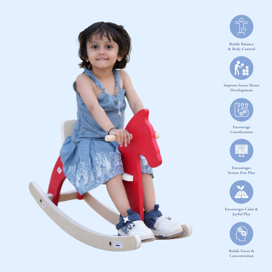 Googoos Handmade Traditional Wooden Rocking Horse (Chetak)