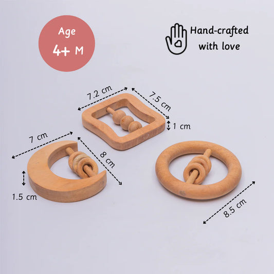 Neem Wood Rattles Set of 3