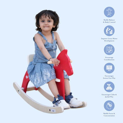 Googoos Handmade Traditional Wooden Rocking Horse (Chetak)