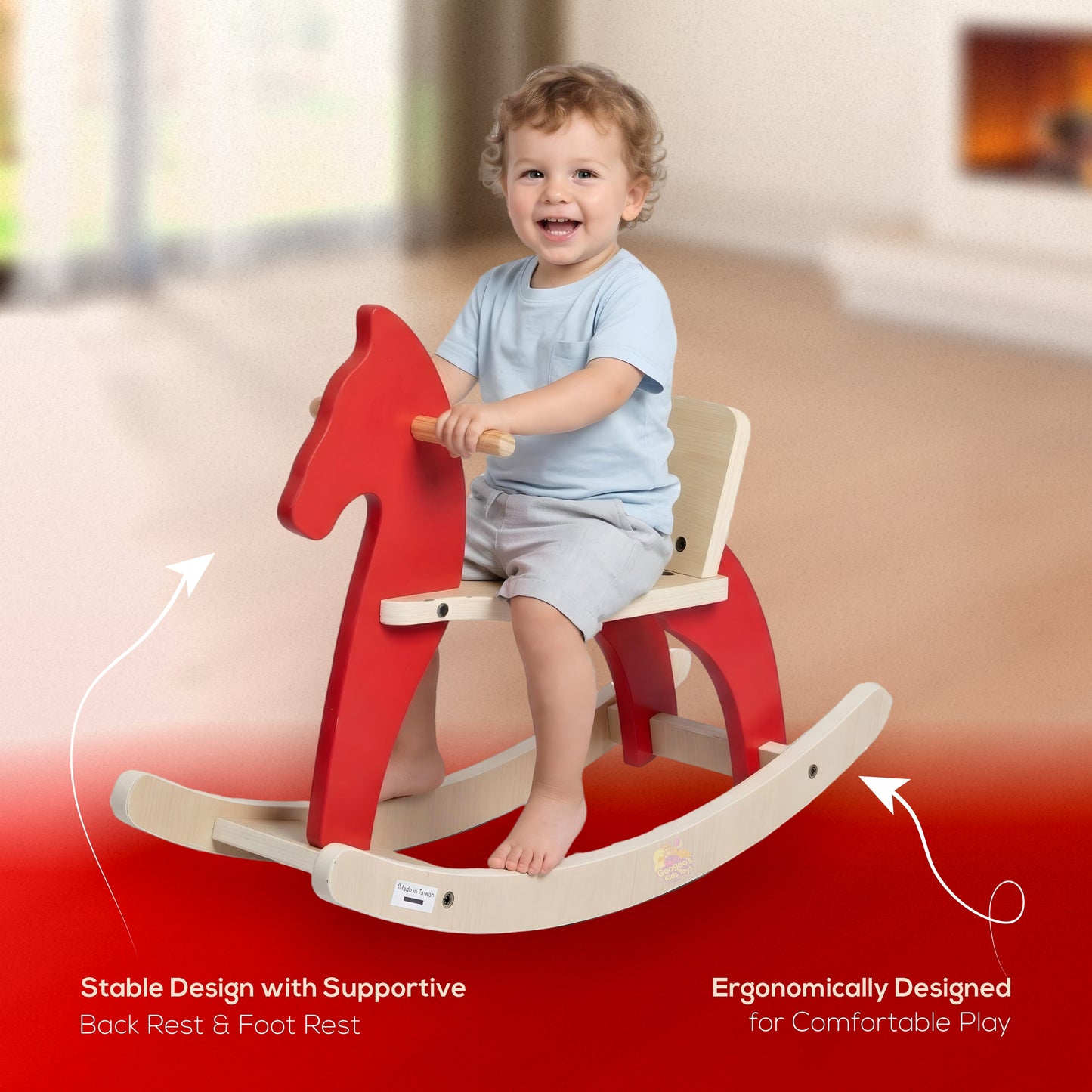 Googoos Handmade Traditional Wooden Rocking Horse (Chetak)