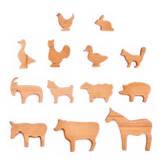 Wooden Farm Animals Set of 13