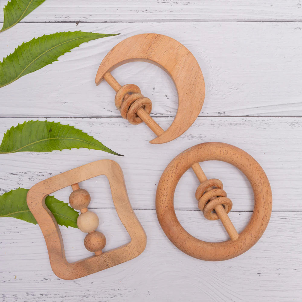Neem Wood Rattles Set of 3